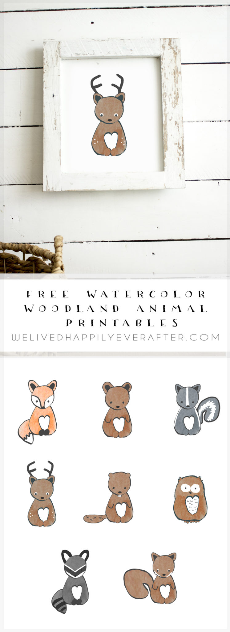 Free Watercolor Forest Woodland Animal Nursery Prints We Lived Happily Ever After