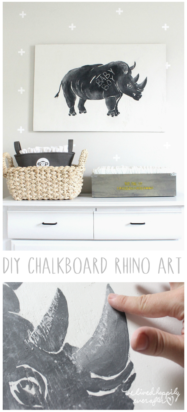 DIY Chalkboard Rhino Animal Art