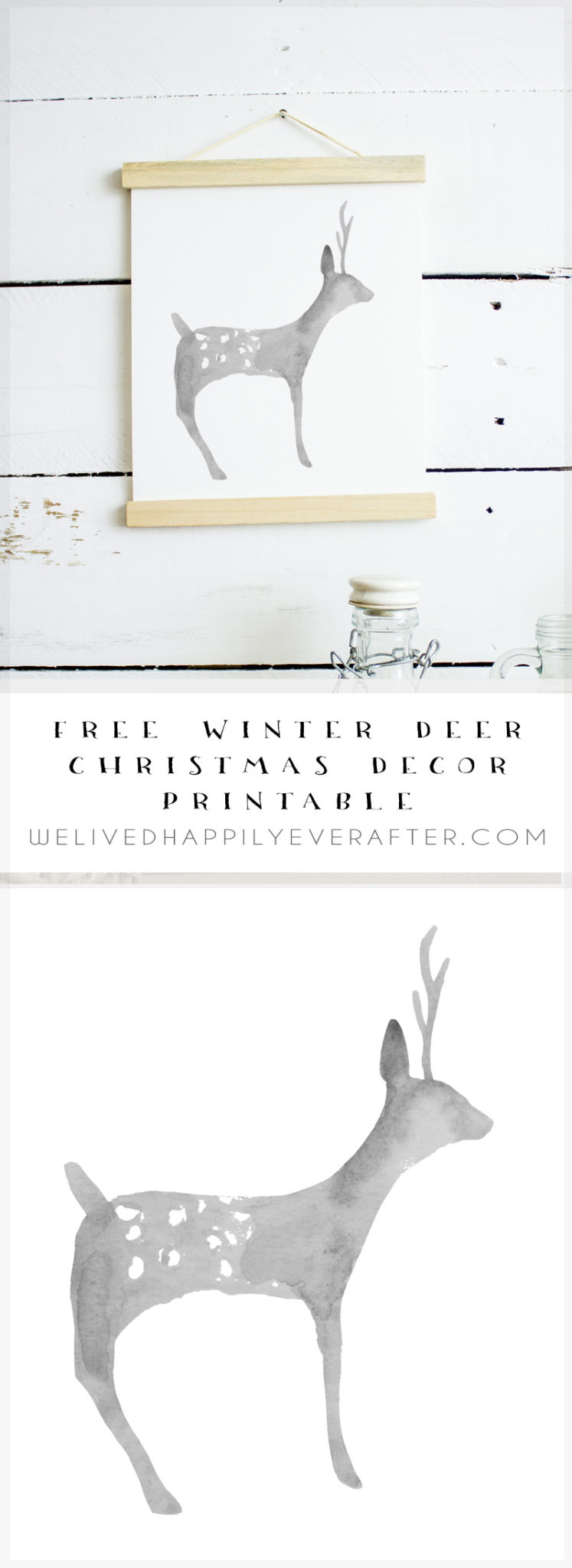 Free Christmas Watercolor Deer Printable