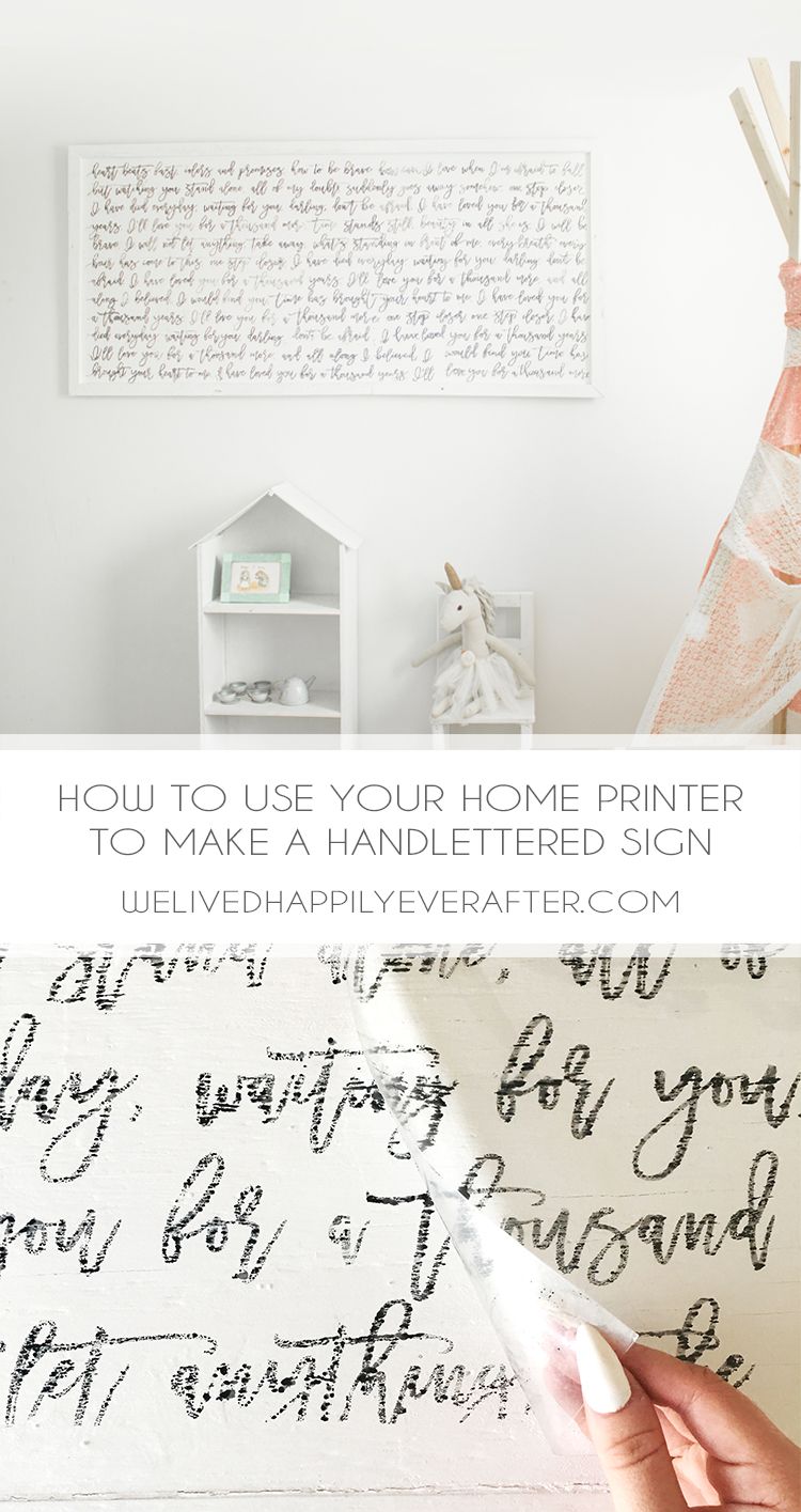 How To Use Your Home Printer To Transfer Ink Lettering Onto A Large DIY Sign | DIY A Thousand Years Sign Large Sign 