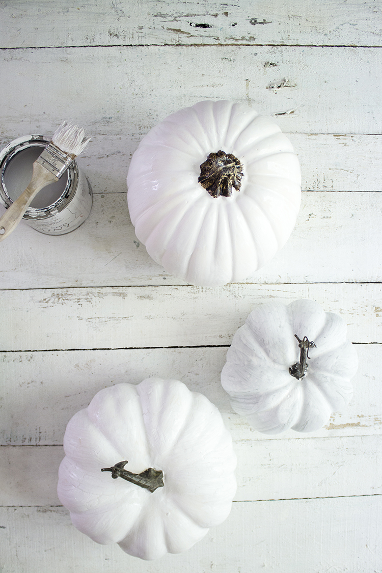 DIY Realistic White & Pastel Chalk Paint Heirloom Pumpkins With Dark Wax