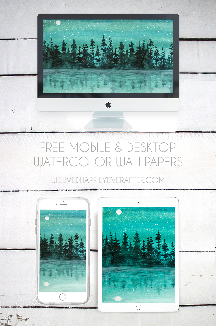 Aqua Watercolor Mobile Phone & Desktop Laptop Wallpaper