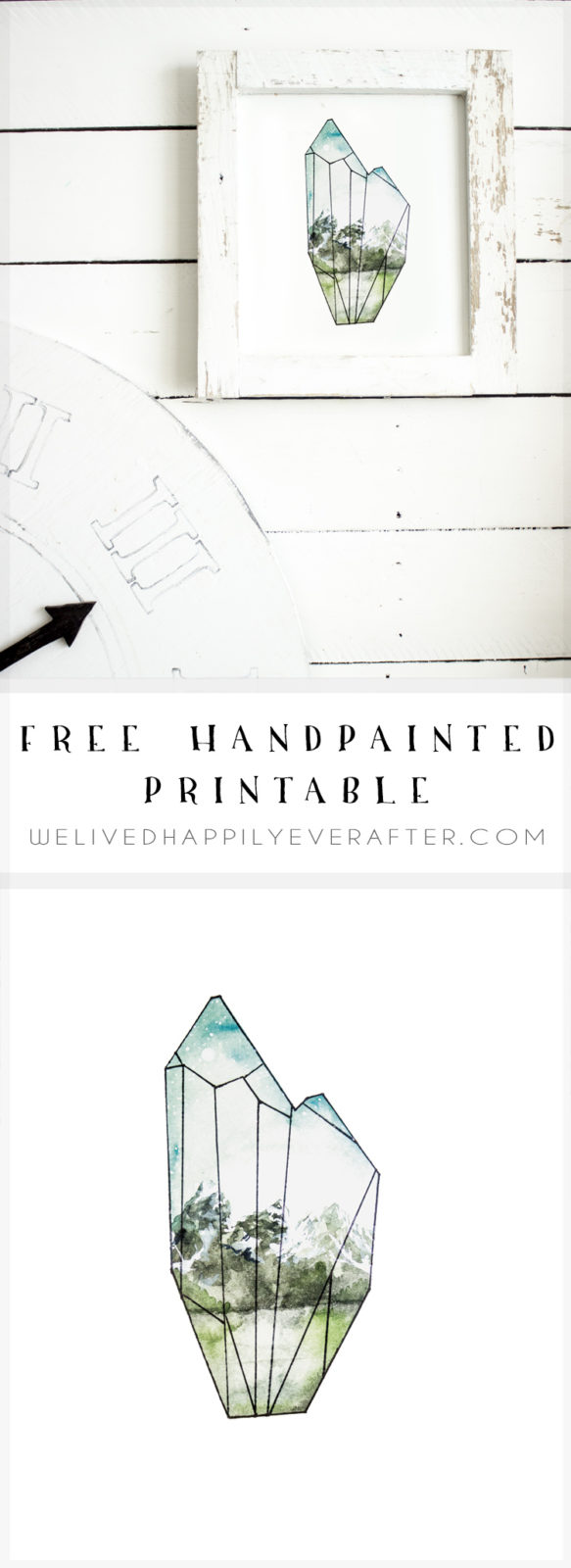 Free Geometric Gem Printable Landscape Artwork Snowy Misty Mountain ...