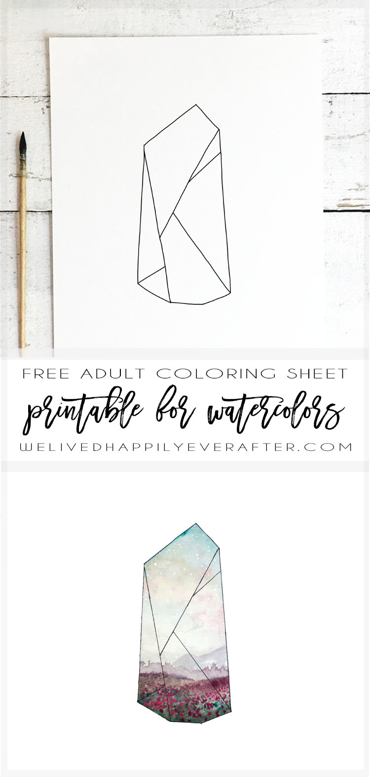 Freebie Gem & Crystal Coloring Page For Grown Ups Free Printable Project Worksheet