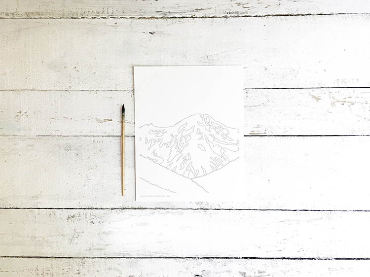 Free Mountain Watercolor Adult Coloring Book Page Sheet 