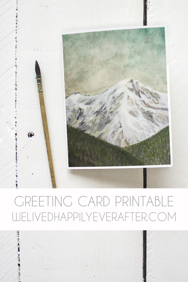 Free Mountain Watercolor Greeting Card Printable