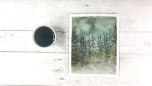 Free Watercolor Mountain Pine Tree Forest Scenery Printable We Lived