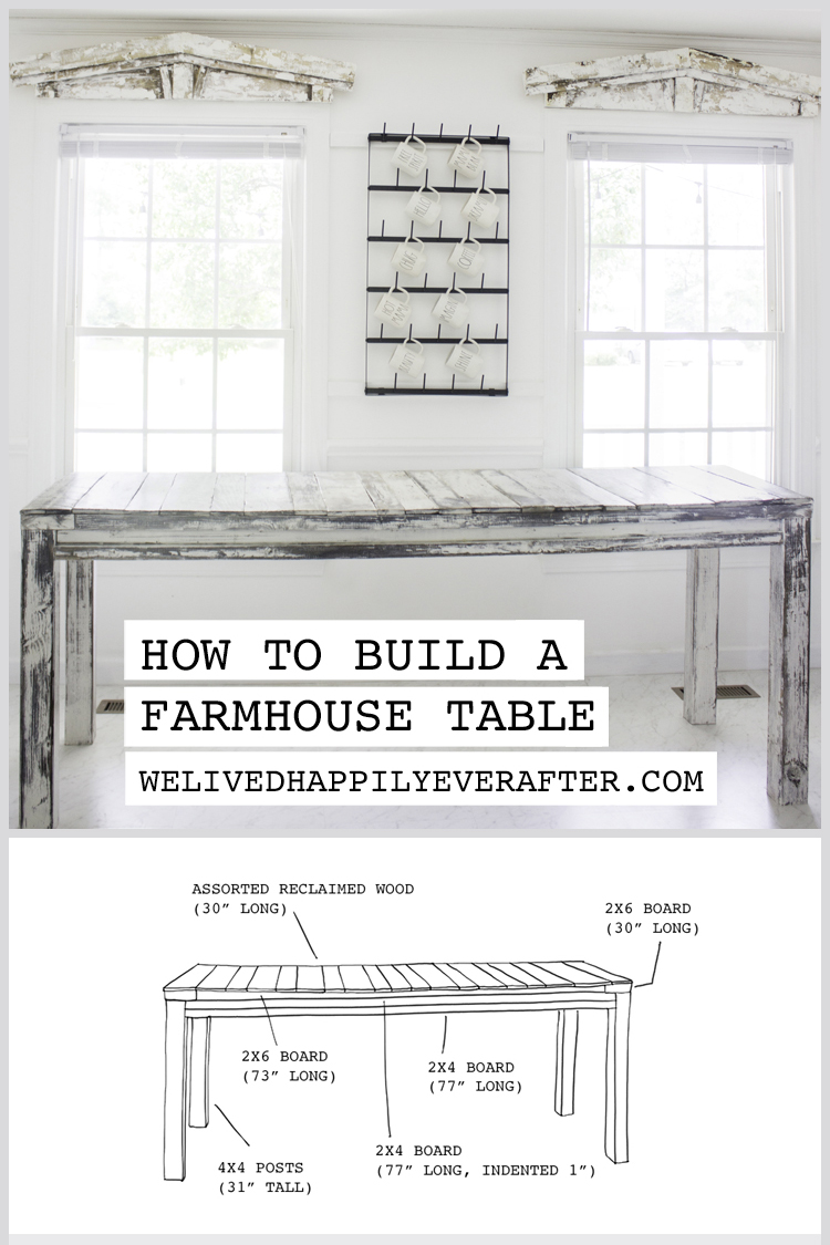 How To Build A 7 Foot Long Super Rustic Farmhouse Table (With Reclaimed Wood) - Plans Included - Perfect For Family Gatherings - Only $45 In Materials To Build
