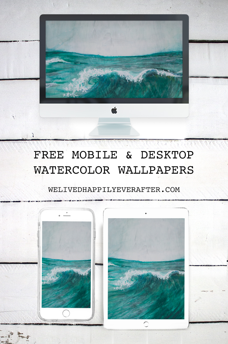 Free Watercolor Ocean Water Summer Beach Mobile iPad iPhone iMac Desktop Laptop Background