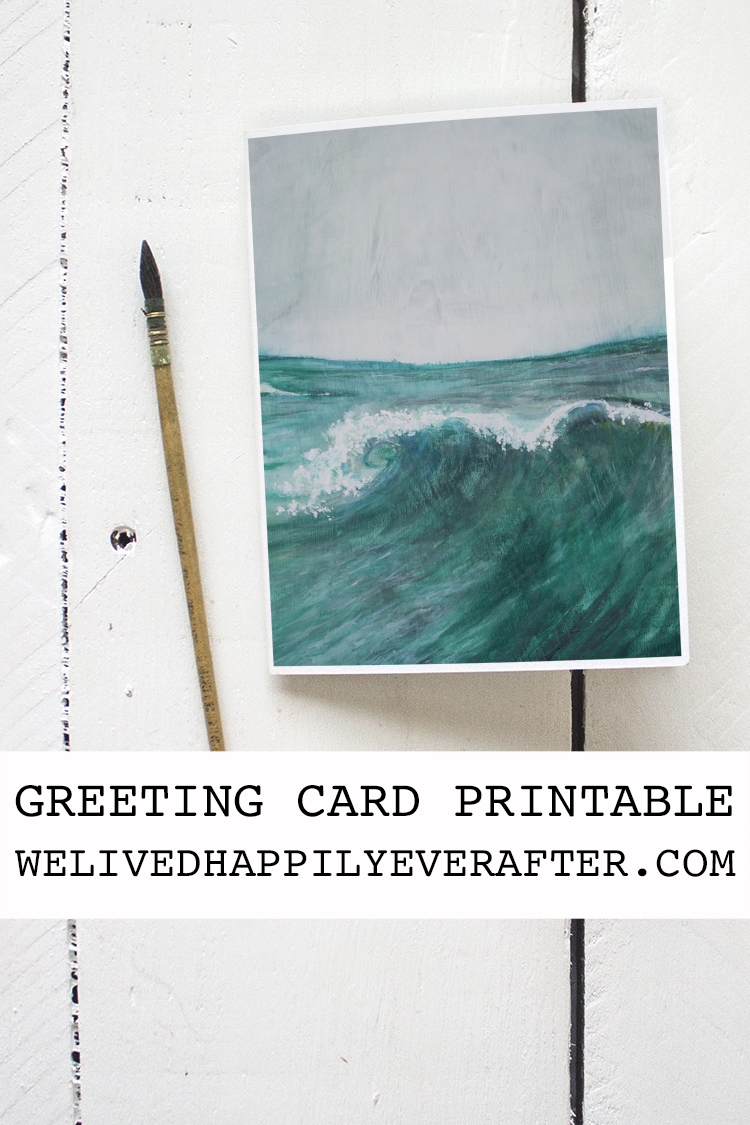 Free Watercolor Ocean Water Summer Beach Scenery Greeting Card Printable