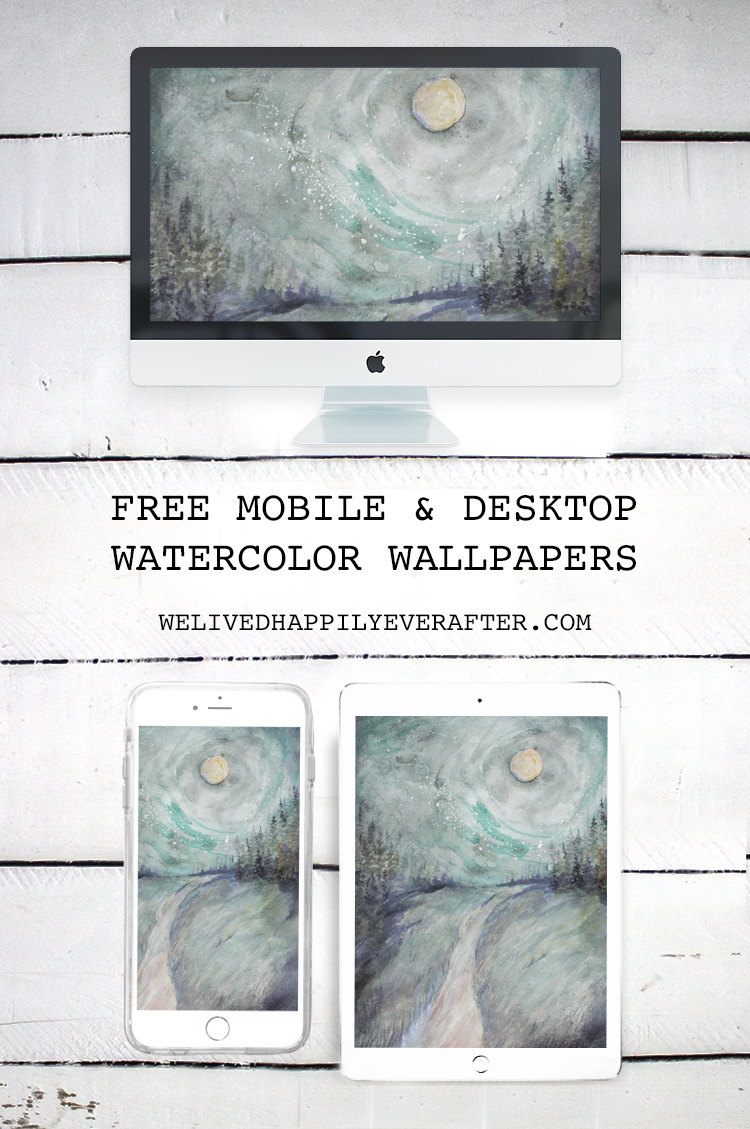 Free Watercolor Forest/Nature Desktop Backgrounds/Screensaver Mobile iPad iPhone iMac Desktop Laptop Background