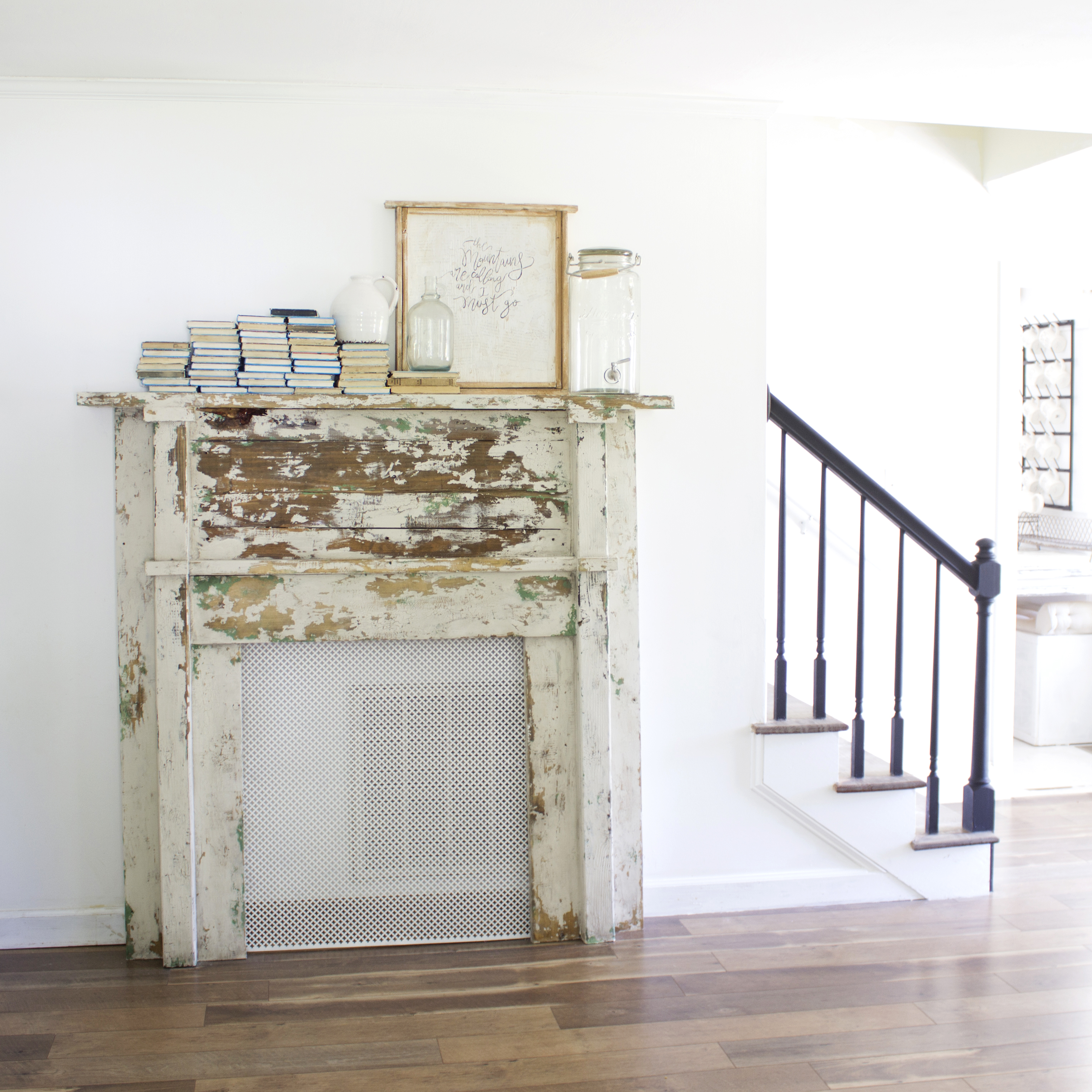 How To Paint DIY An Antique Grunge Patina On A DIY Antique Looking Chippy Historic Fireplace Mantle [With Dixie Belle Chalk Paint].