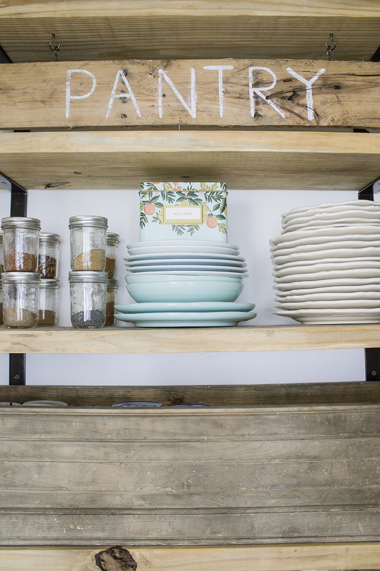 DIY Organized Walk In Modern Farmhouse Butler's Pantry Makeover With Floating Shelves - Using Crate & Pallet and Home Depot Brackets 