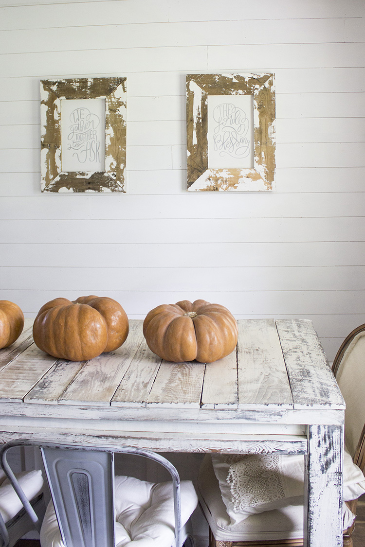 We Gather Together To Ask The Lord's Blessing - Hurricane Florence - And A Farmhouse Kitchen/Dining Room Decorated With Orange Pumpkins for Fall/Autumn
