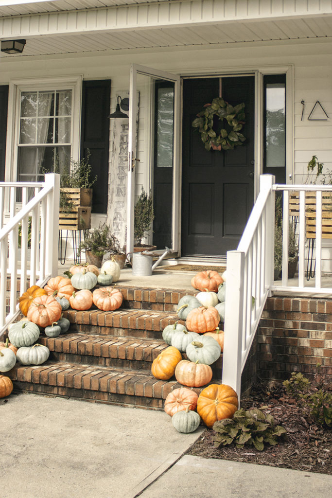 My Farmhouse Front Porch Decorated For Fall With Homegrown Pumpkins ...