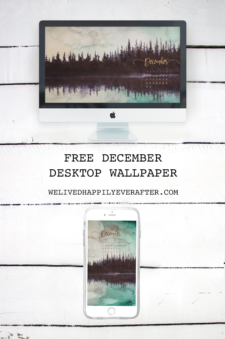 December 2018 Pine Forest Reflection On Water Mobile Desktop Printable Background Calendar Freebie