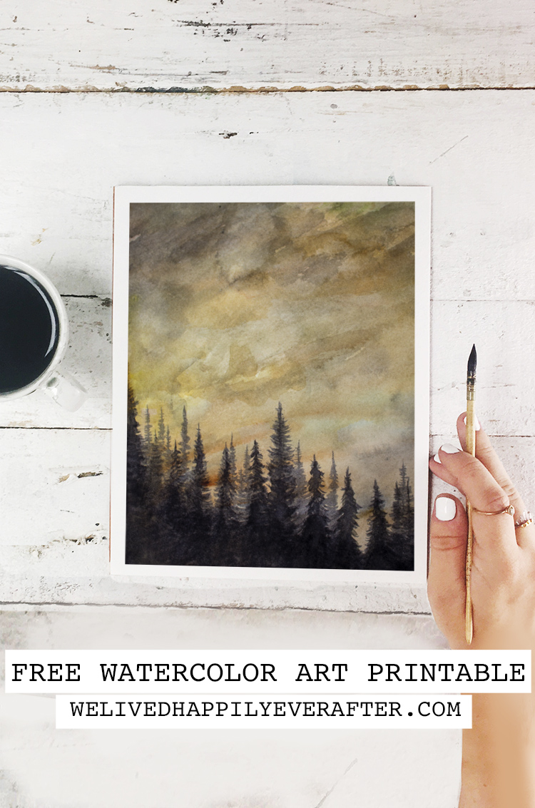 Free Watercolor Fall Pine Tree Printable