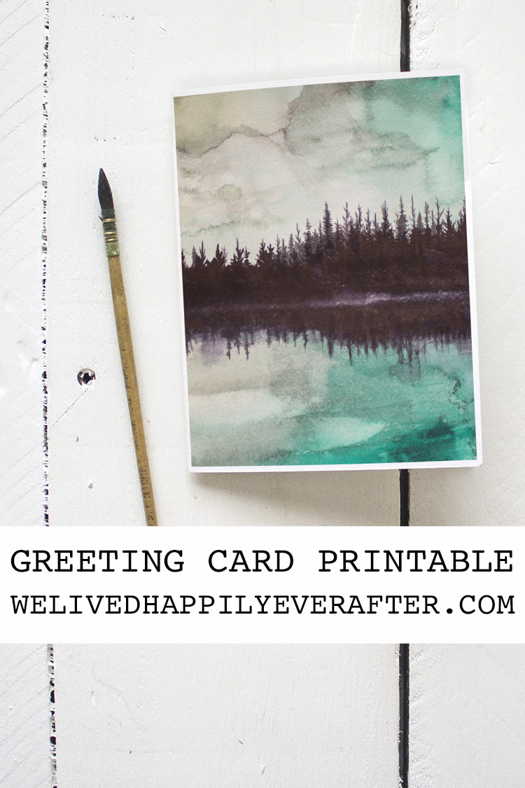 Free Winter Sky Printable Watercolor Greeting Card