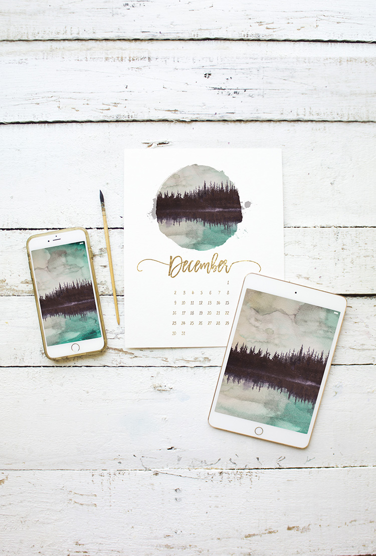 December 2018 Pine Forest Reflection On Water Mobile Desktop Printable Background Calendar Freebie