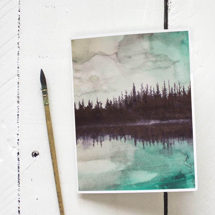 Free Winter Sky Printable Watercolor Greeting Card