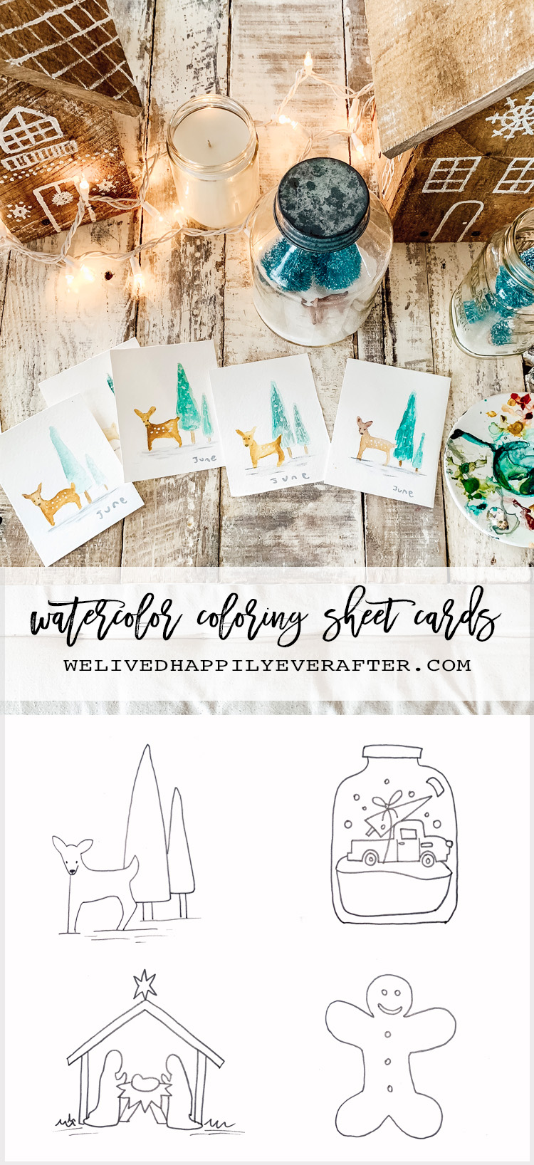 Printable Diy Christmas Card Coloring Sheet For Kids To Paint We Lived Happily Ever After