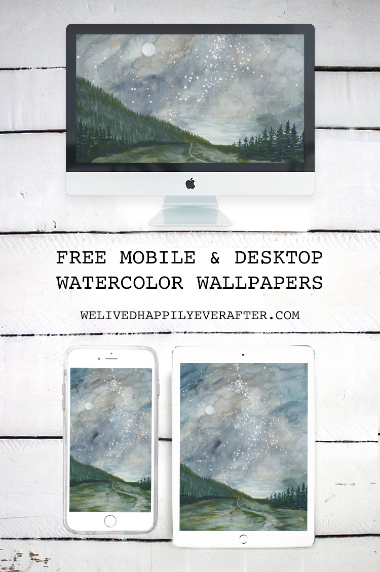 Free Watercolor Fairytale Forest iPhone, iPad, iMac, Desktop & Laptop Background Screensavers