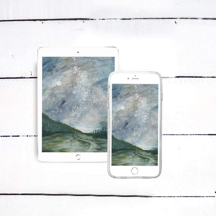 Free Watercolor Fairytale Forest iPhone, iPad, iMac, Desktop & Laptop Background Screensavers