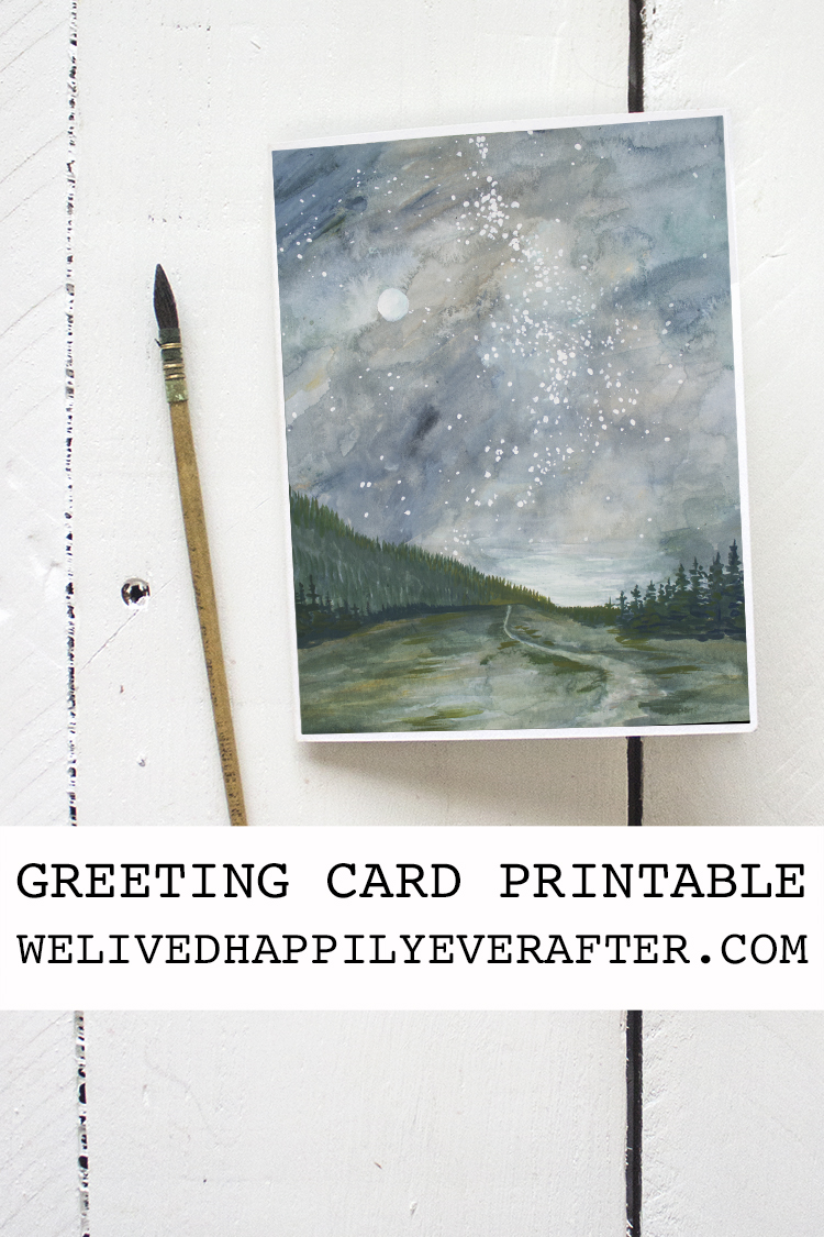 Free Fairytale Forest Watercolor Greeting Card Printable