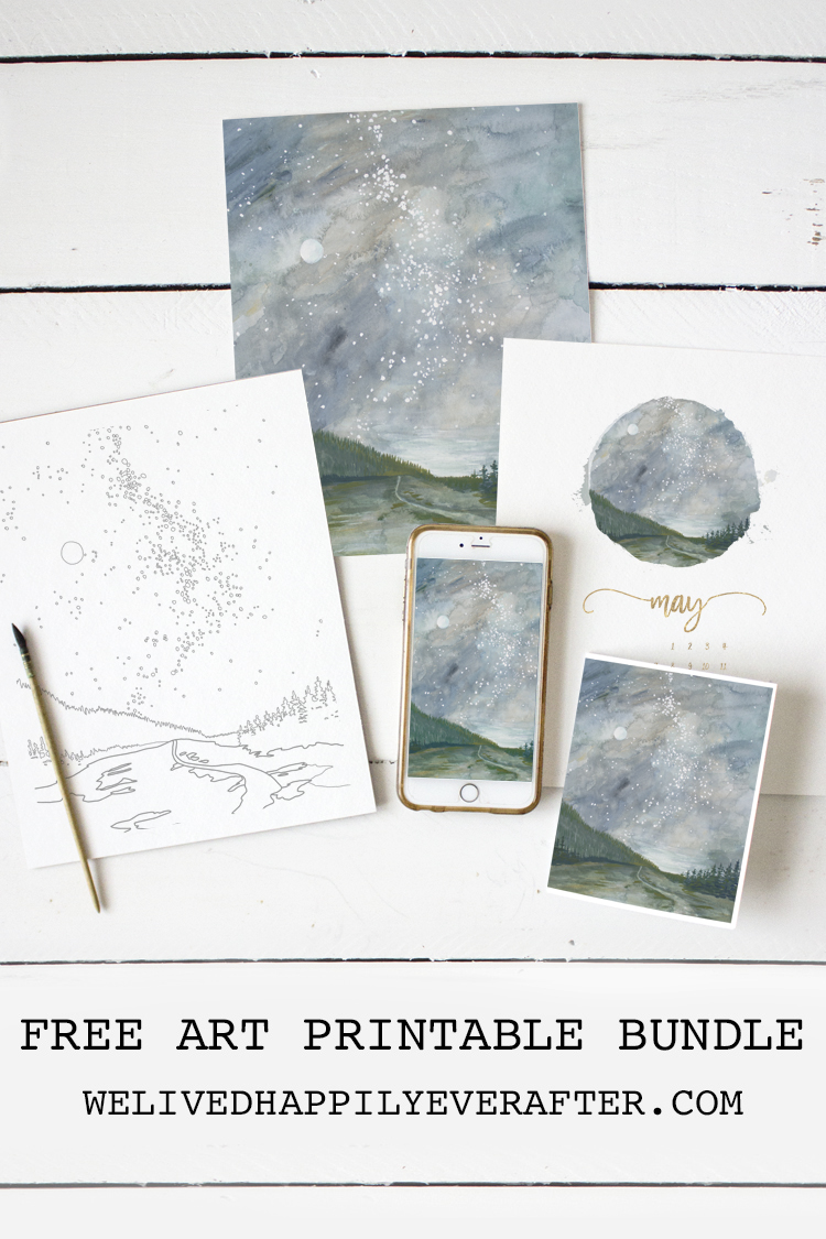 Free Watercolor Fine Art Printable, Greeting Card, Adult Watercolor Sheet & Digital Desktop Background