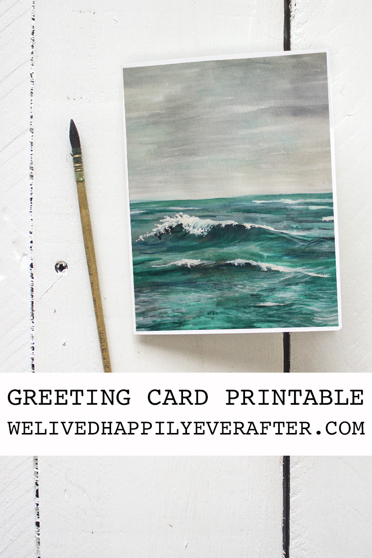 Free Playful Ocean Wave Watercolor Greeting Card Printable