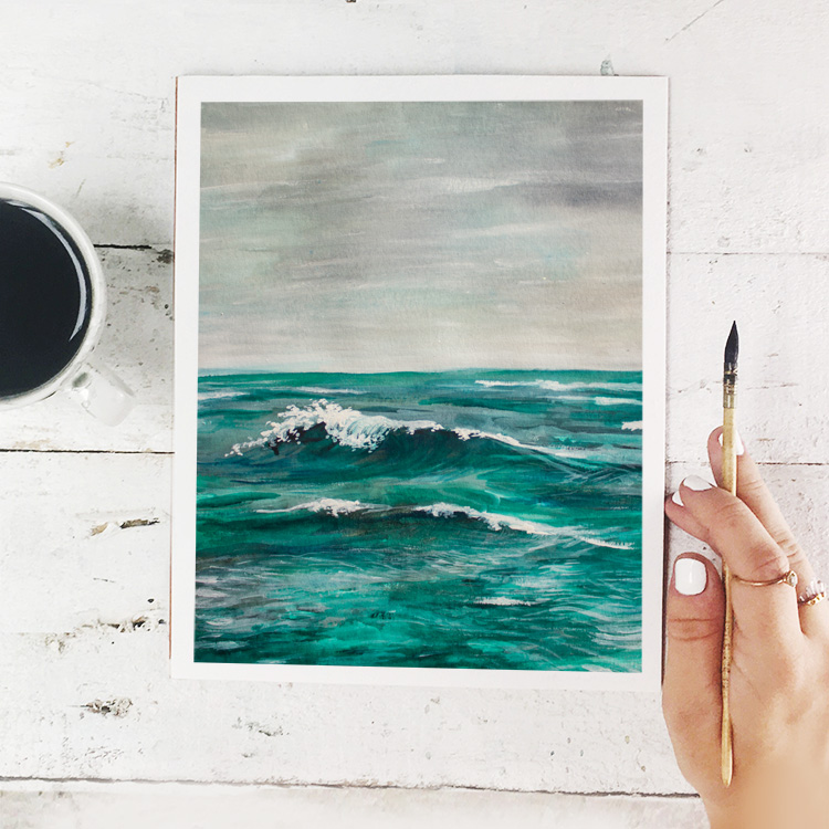 Playful Ocean Wave Watercolor Free Printable Art Print