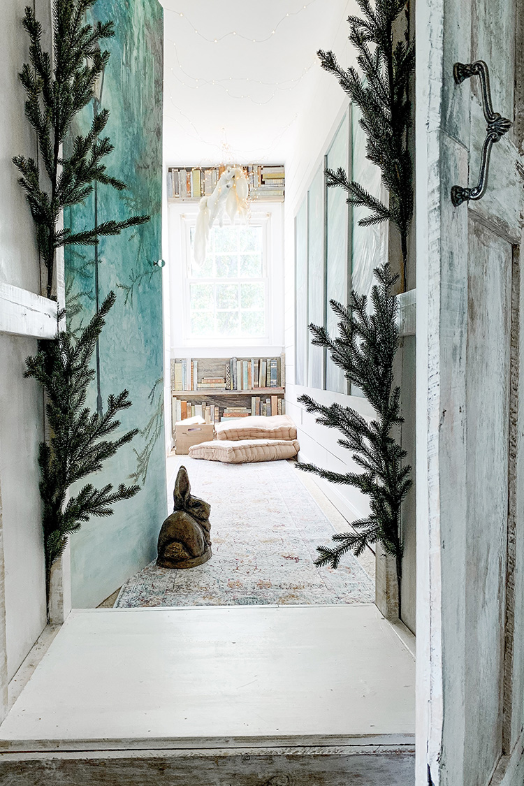 Narnia Wardrobe Secret Reading Nook Playroom- How An Artist Transformed A Dormer Window Hallway Into The C.S. Lewis Inspired Fairytale Playroom Of Her Children's Dreams