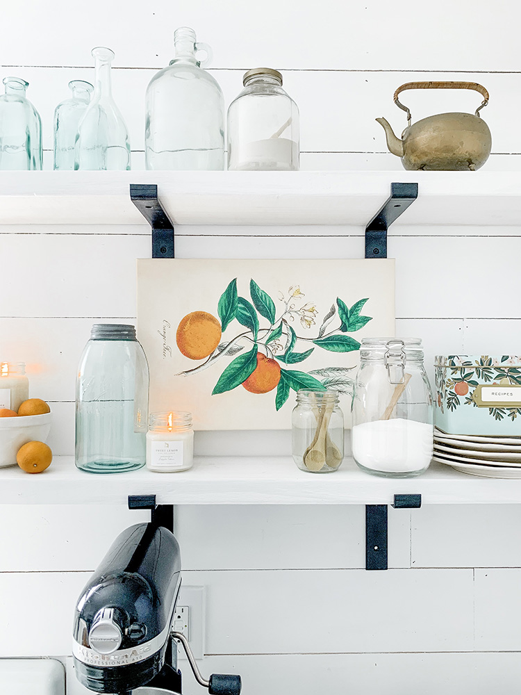 How To Build & Style Open Shelves In Your Kitchen - Fun Summer Orange Themed Kitchen