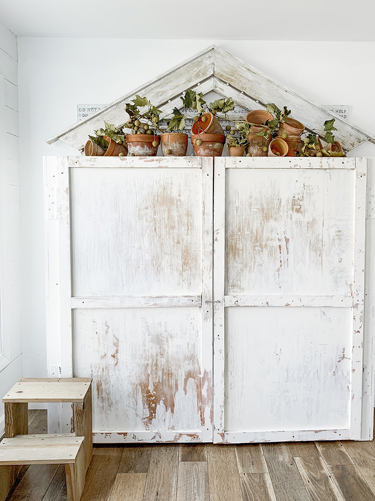 Fall Mudroom Farmhouse Entryway Tour - DIY Painted Green Door & Architectural Salvage