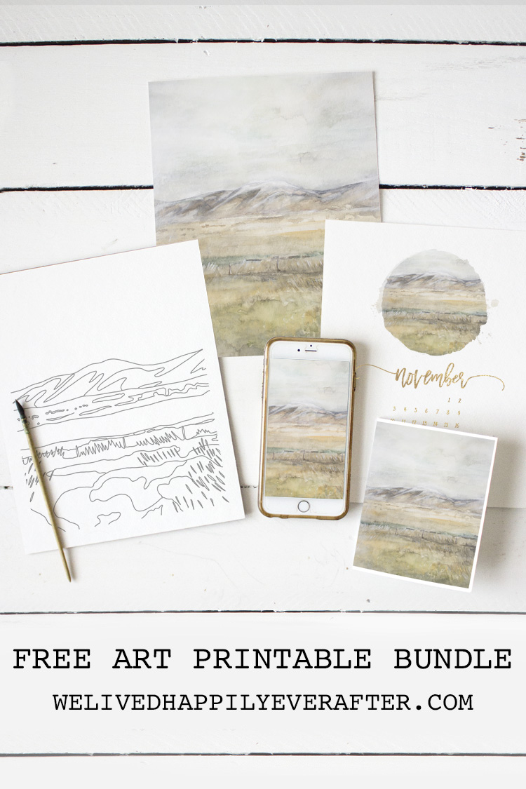 Watercolor Of Cattle Grazing In Fields Up Against Beautiful Mountains Free Printable Calendar