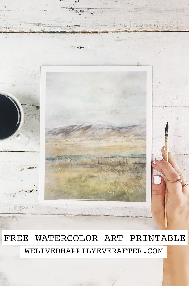 Watercolor Of Cattle Grazing In Fields Up Against Beautiful Mountains - Free Printable Art Print