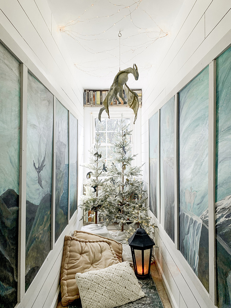 Our Magical Secret Wardrobe Reading Nook Transformed Into A Winter Wonderland Forest Decorated For Christmas (With Dragons!)
