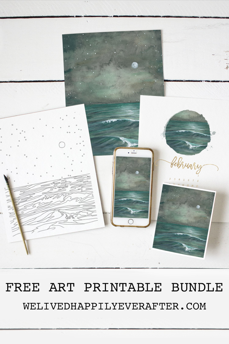 Free Watercolor Art Print, Calendar, Desktop & Phone Screensavers, Greeting Card Printable, and Coloring Sheet Printable 