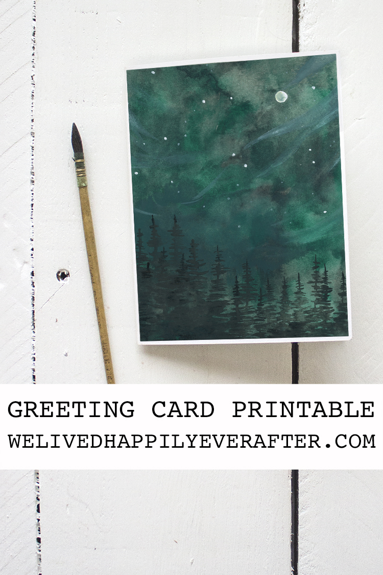 Forest Nightscape Painting - Greeting Card Printable