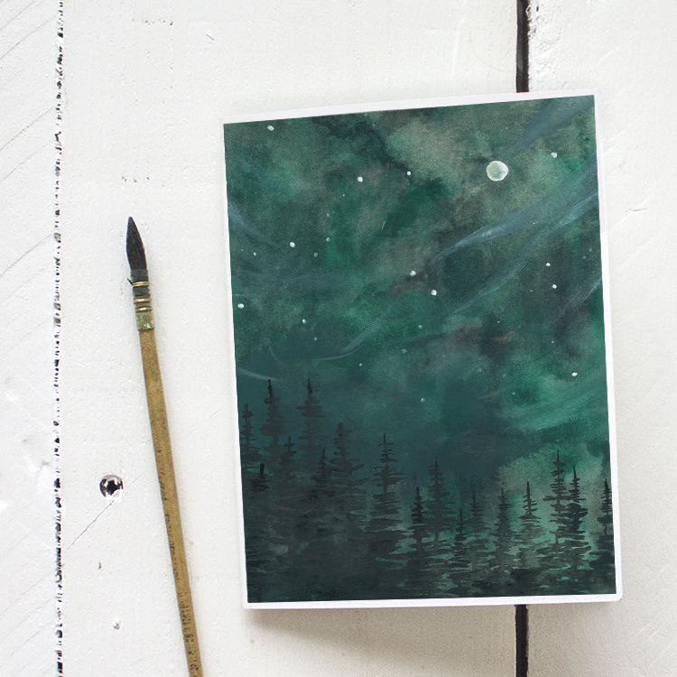 Forest Nightscape Painting - Greeting Card Printable