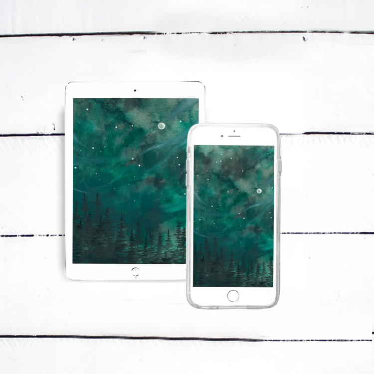 Forest Nightscape Painting - iPhone, iPad, iMac, Desktop & Laptop Background Screensavers