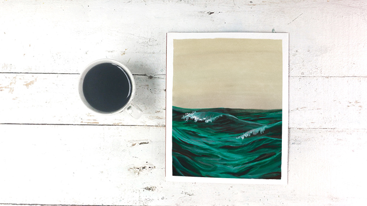 Watercolor Ocean Waves Painting - Free Printable Art Print