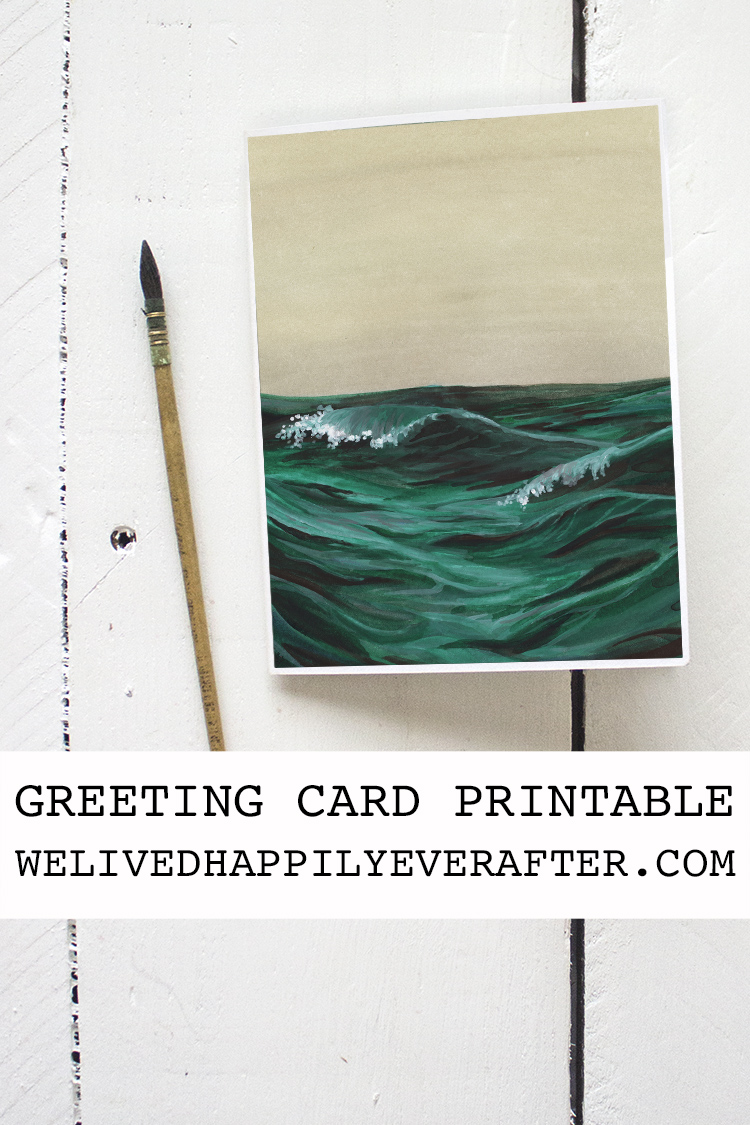 Watercolor Ocean Waves Painting - Greeting Card Printable