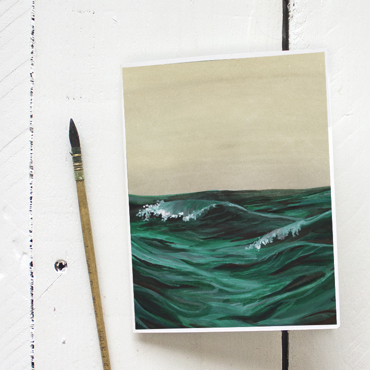 Watercolor Ocean Waves Painting - Greeting Card Printable