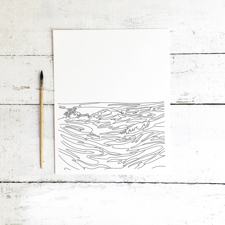 Watercolor Ocean Waves Painting - Perfect For A DIY Girls Painting Party Night!