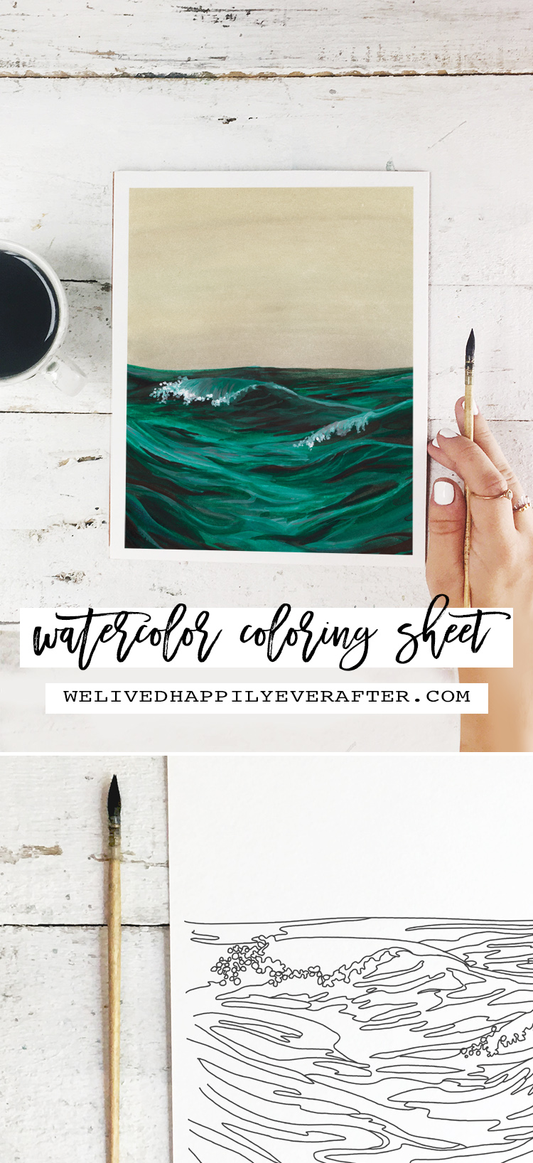 Watercolor Ocean Waves Painting - Perfect For A DIY Girls Painting Party Night!