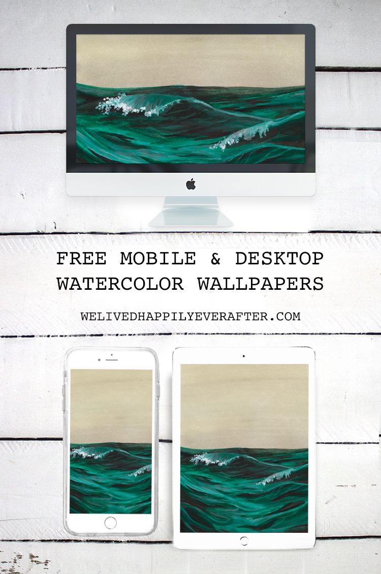 Watercolor Ocean Waves Painting - iPhone, iPad, iMac, Desktop & Laptop Background Screensavers