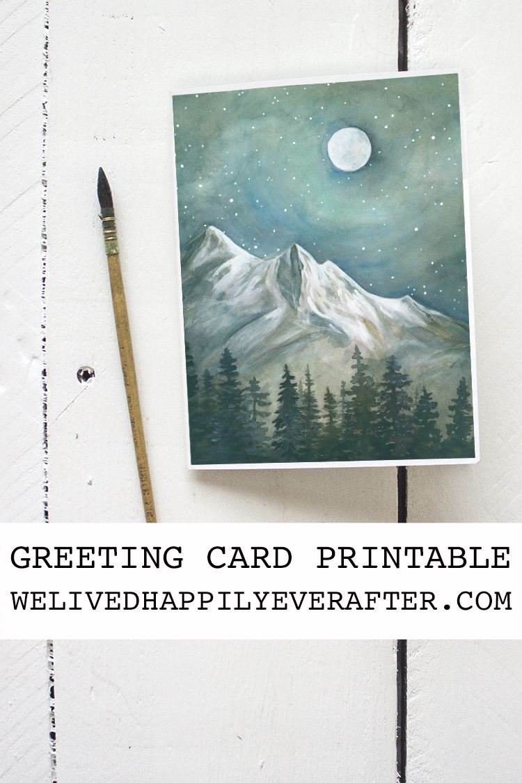 White Mountain Peaks Painting - Greeting Card Printable