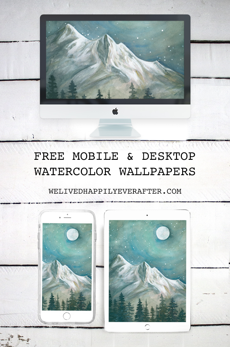 White Mountain Peaks Painting - iPhone, iPad, iMac, Desktop & Laptop Background Screensavers