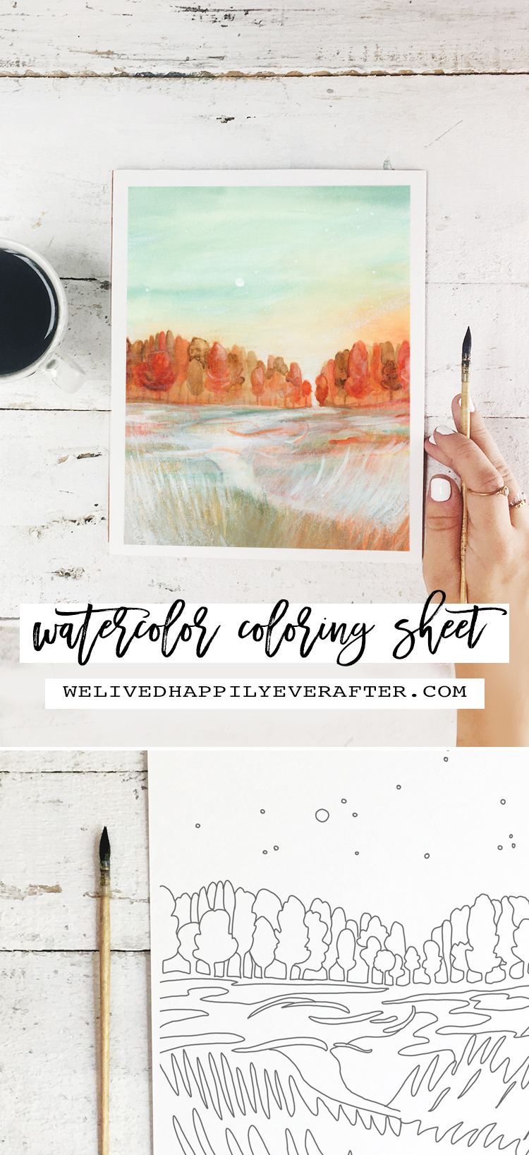 Colorful Fall Trees & Autumn Breezy Sunset Watercolor Painting - Perfect For A DIY Girls Painting Party Night!